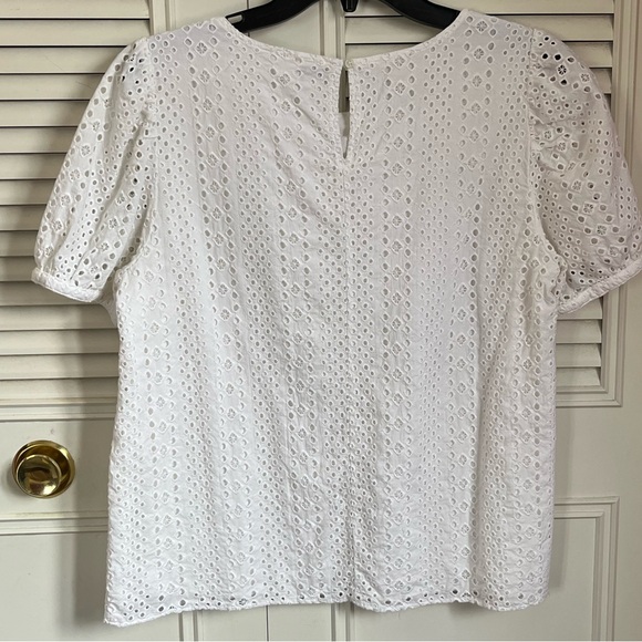 J.Crew White Eyelet Top 100% Cotton Sz M - Picture 4 of 6